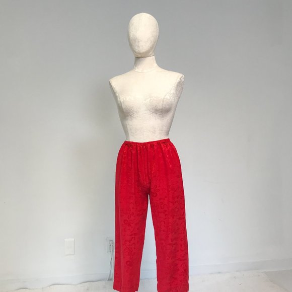 Vintage OS 100% Silk Print Asian Cropped Pants - Picture 11 of 11